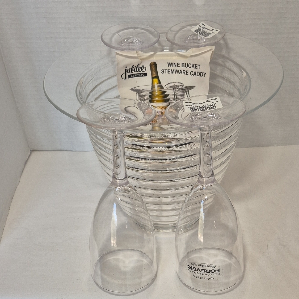 Wine Bucket Stemware Caddy Clear Acrylic, Wine Glasses, Outdoors